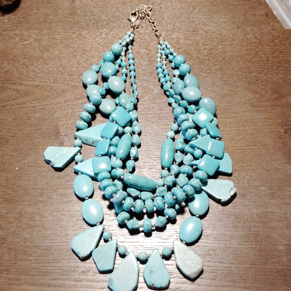 Chico's Faux Turquoise Beaded Necklace Retired Classic Necklace